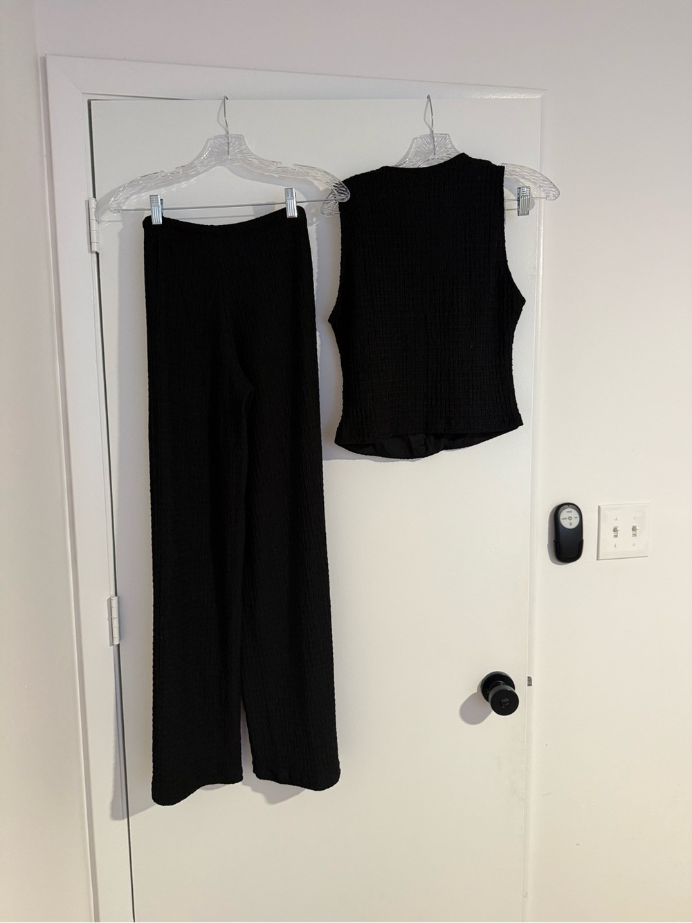 Zara Black Textured Matching Set Vest & Wide Leg Pants NWOT Women’s Medium - Picture 4 of 6